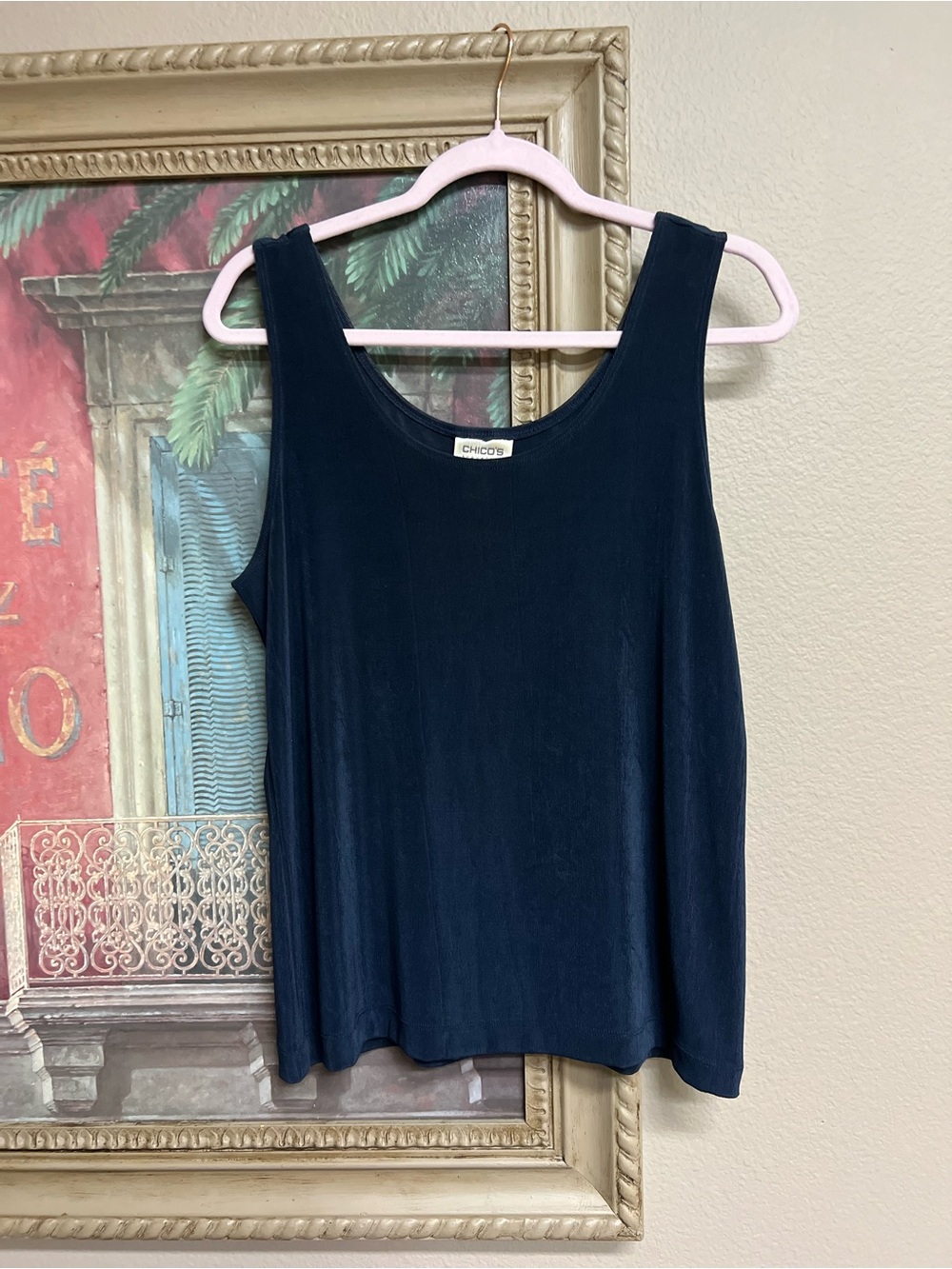 Chico's Travelers Deep Navy Scoop Neck Tank